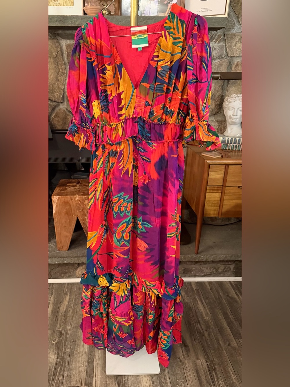 Farm Rio Vibrant Tropical Maxi Dress - Pink & Multicolor
